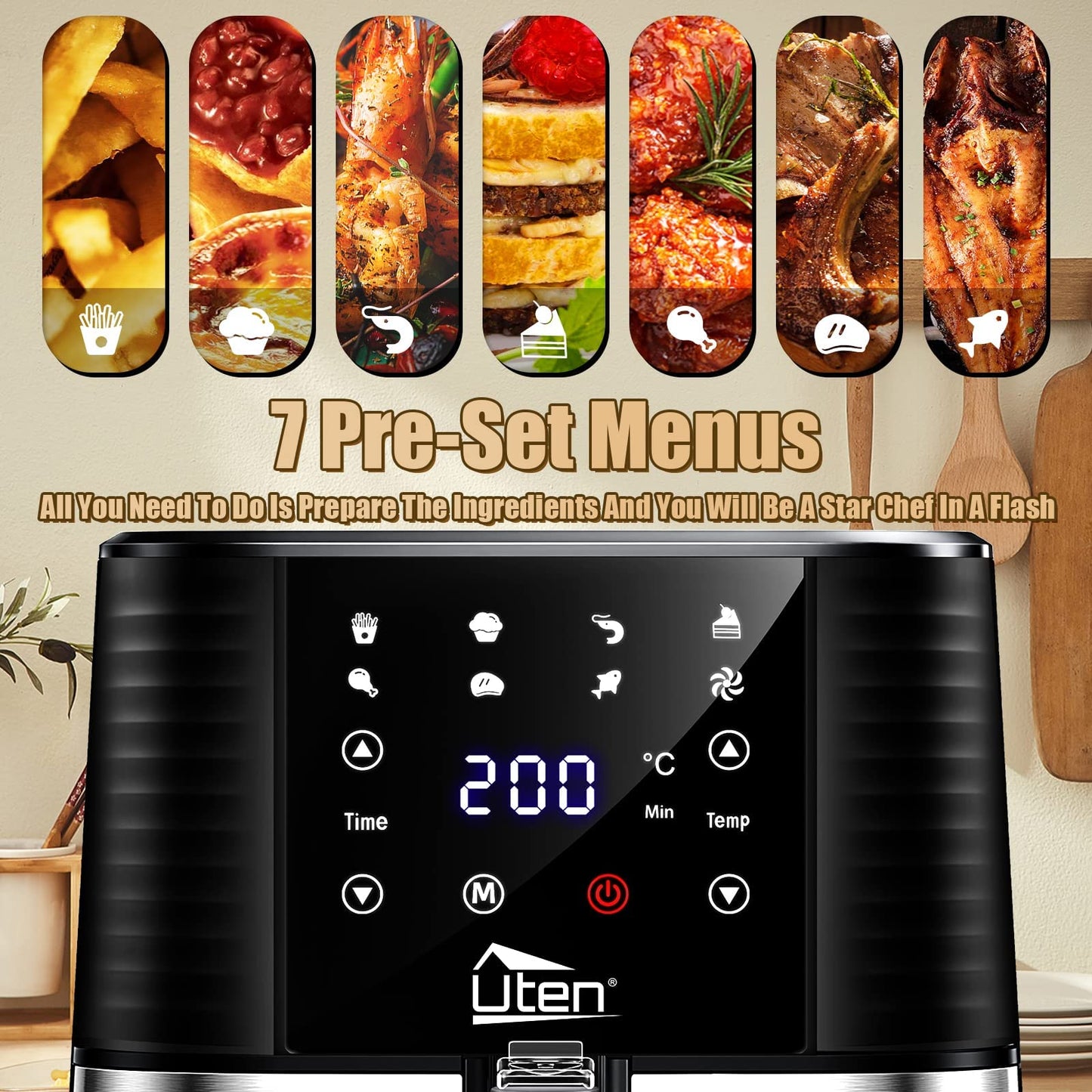 5.5L Uten Electric Air Fryer with Touchscreen