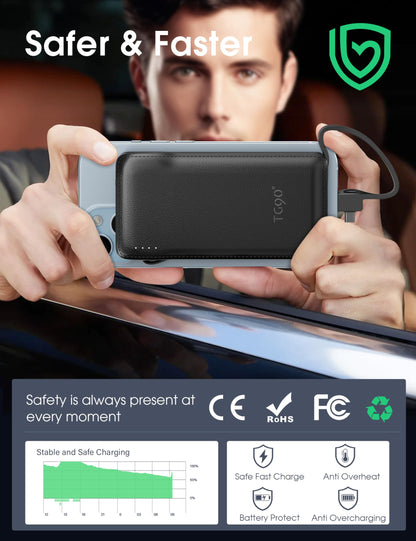 10000mAh Portable Charger with Built-in Plug