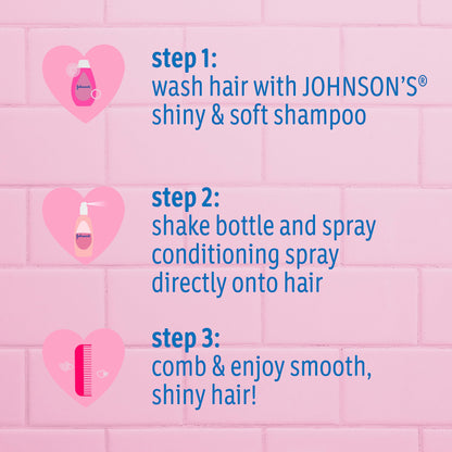 Johnson's Kids Shiny & Soft Tear-Free Kids' Shampoo with Argan Oil & Silk Proteins, Hair Wash Gently Cleanses & Boosts Natural Shine & Softness, Hypoallergenic, Sulfate-Free, 13.6 fl. oz