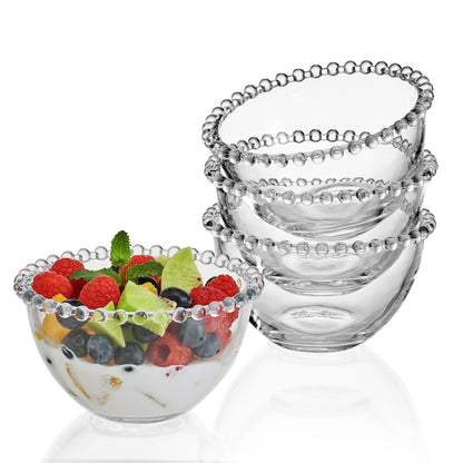 Fitz & Floyd Set of 4 Clear Glass Bowls
