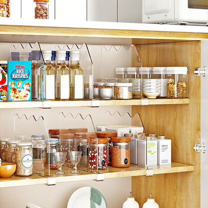 SPACEKEEPER Shelf Dividers for Closet Organization, Clear Closet Shelf Divider for Clothes Purses Separators, Wood Shelves Organizer for Bedroom, Kitchen, Office, Cabinets, Bathroom, 6 Pack