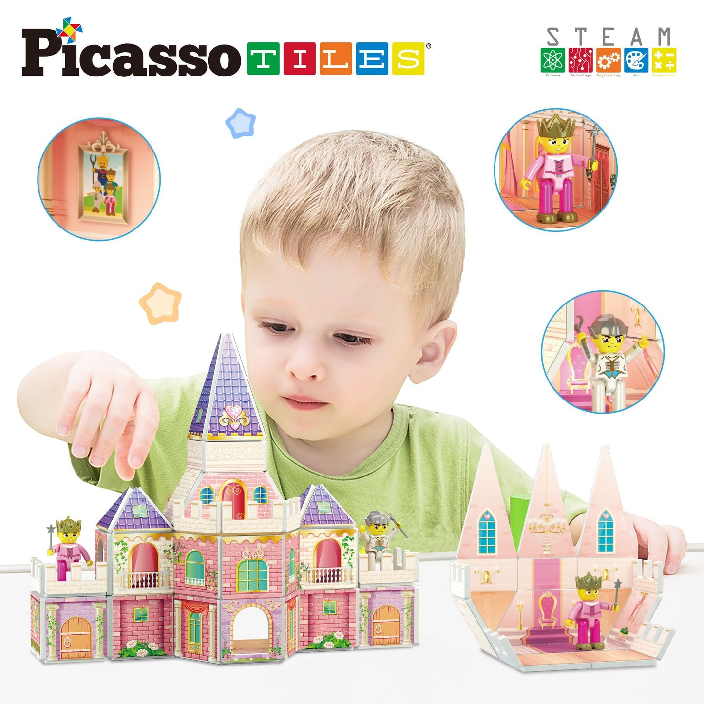 PicassoTiles Princess Castle Magnetic Building Blocks