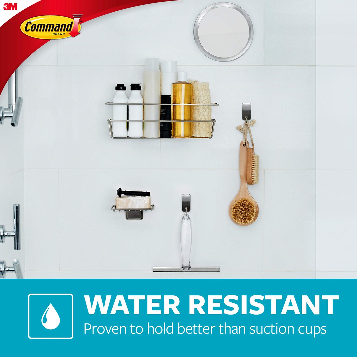 Command Shower Caddy with Adhesive Hook and Squeegee