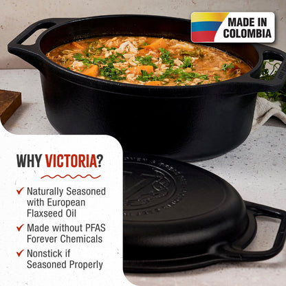 Victoria 6-Quart Cast Iron Dutch Oven Set