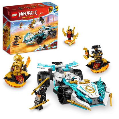 LEGO NINJAGO Zane’s Dragon Power Spinjitzu Race Car 71791 Building Toy Set, Features a Ninja Car, 2 Hover Flyers, Dragon Toy, and 4 Minifigures, Gift for Kids Aged 7+