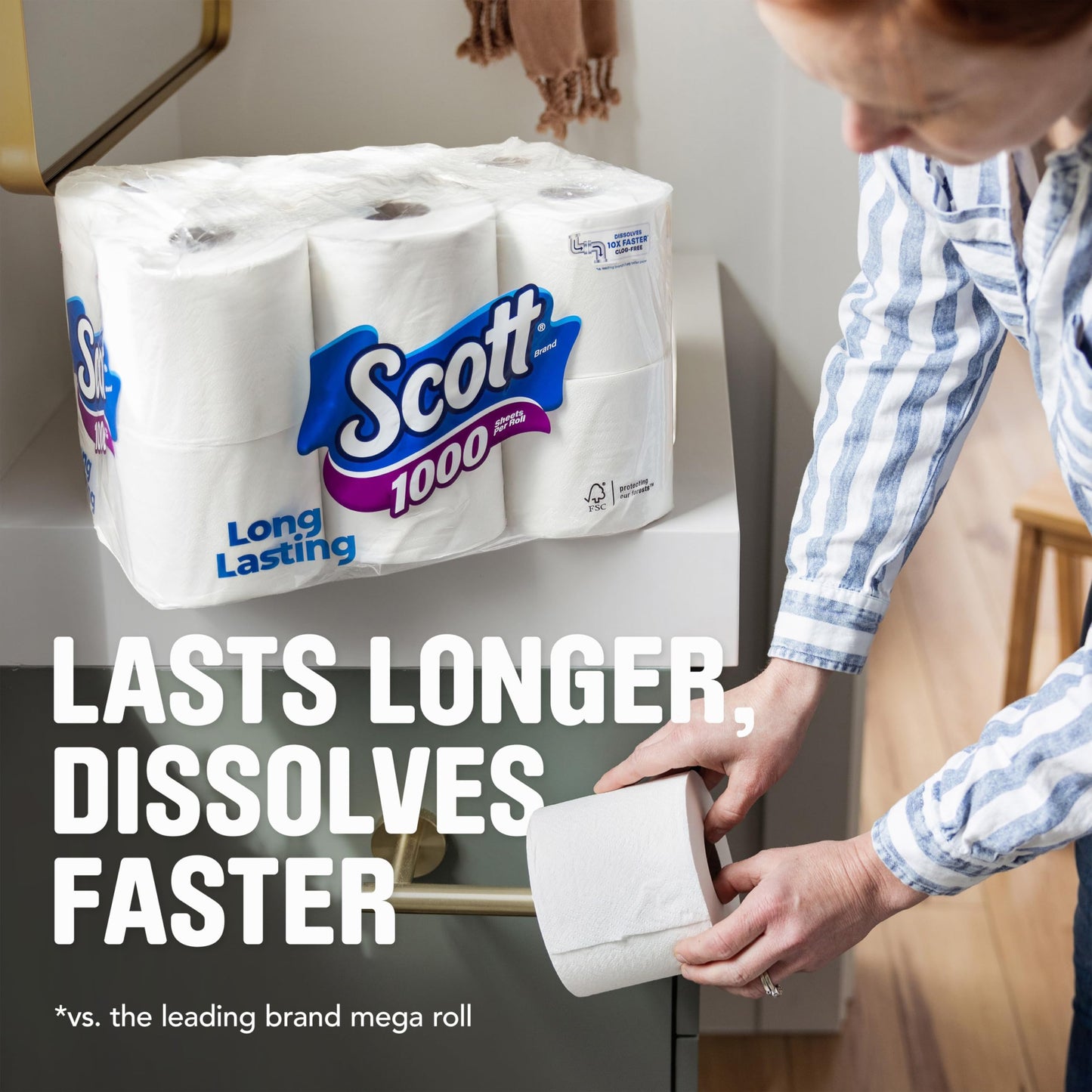 Scott 1000 Toilet Paper, 18 Rolls, Septic-Safe