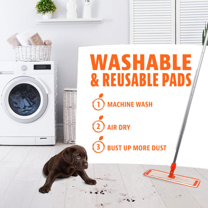 Angry Orange Mops for Floor Cleaning - Microfiber Mop for Messes and Hair Removal with 2 Scrubber and 2 Microfiber Pads for Hardwood, Tile and More - Stain Remover Pet Supplies