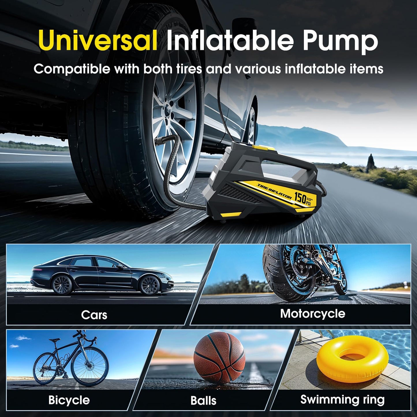 Portable Tire Inflator with Digital Gauge & Light