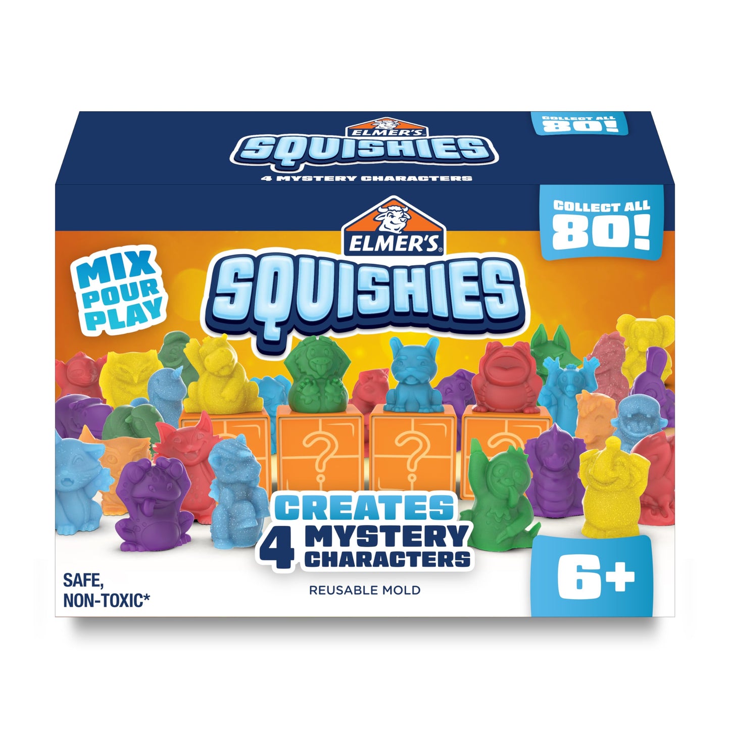 Elmer's Squishies Kids’ DIY Activity Kit, Create 4 Mystery Characters, 24 Piece Kit for Ages 6 and Up, Perfect for Stress Relief and Sensory Play
