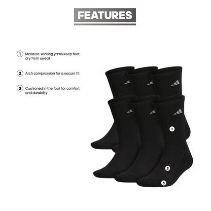 6-Pack adidas Cushioned Crew Athletic Socks