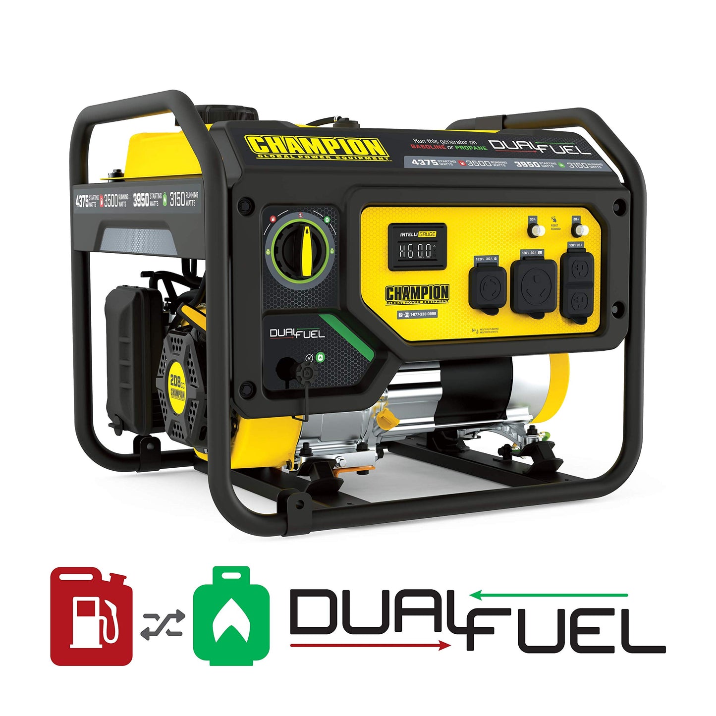 Champion Power Equipment 4375-Watt Dual Fuel Portable Generator, RV Ready