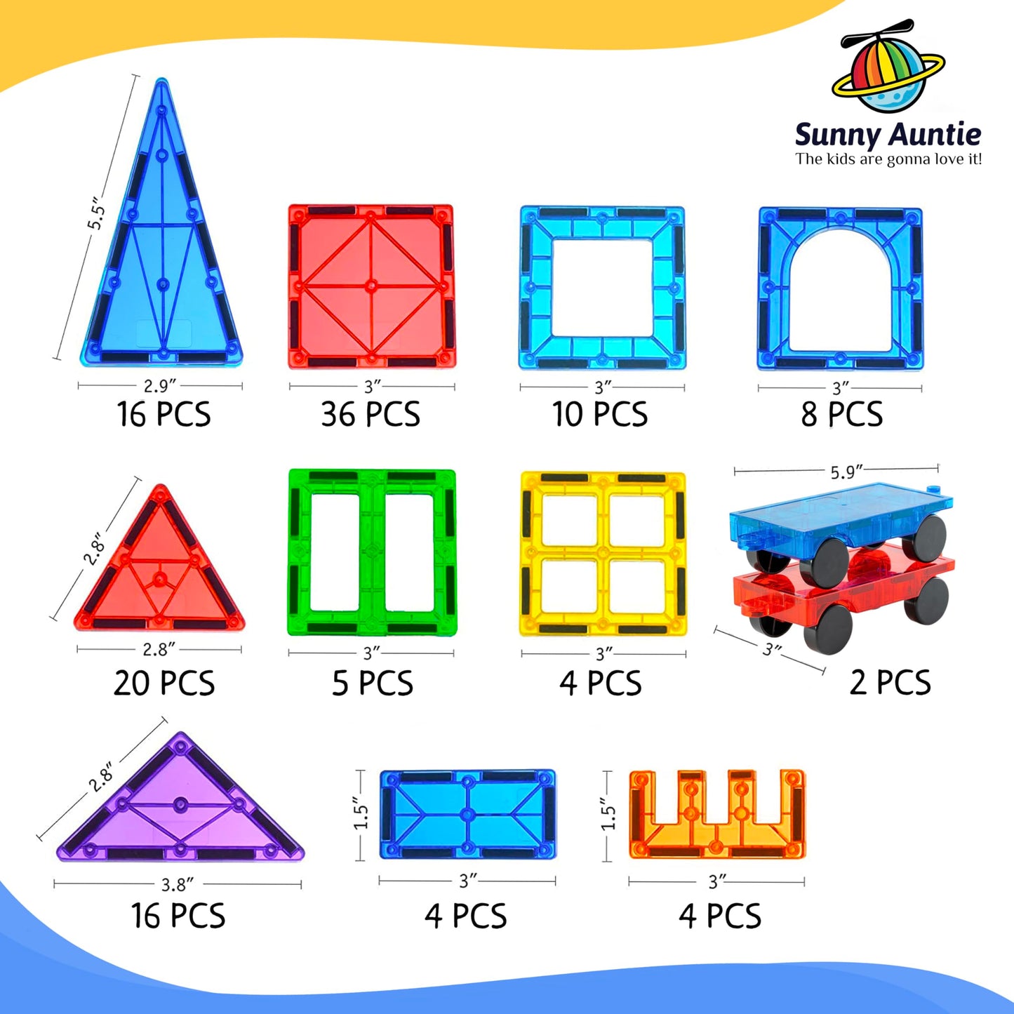 Magnetic Tiles Building Set for Kids 125 PCS