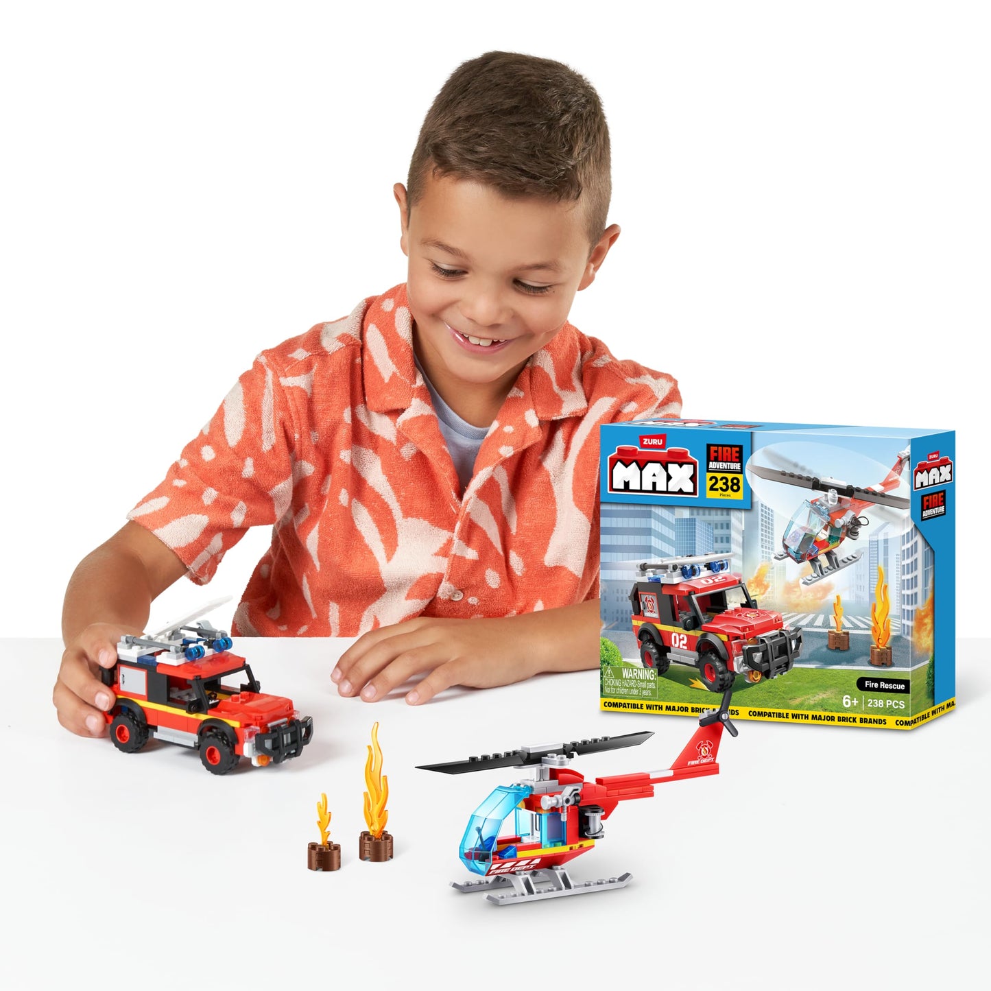 Max Build More City US-Series 218-Piece Brick Box Play Set Fire Station