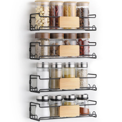 4-Pack Wall Spice Rack for Kitchen Storage