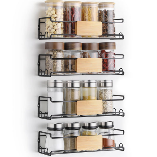 4-Pack Wall Spice Rack for Kitchen Storage