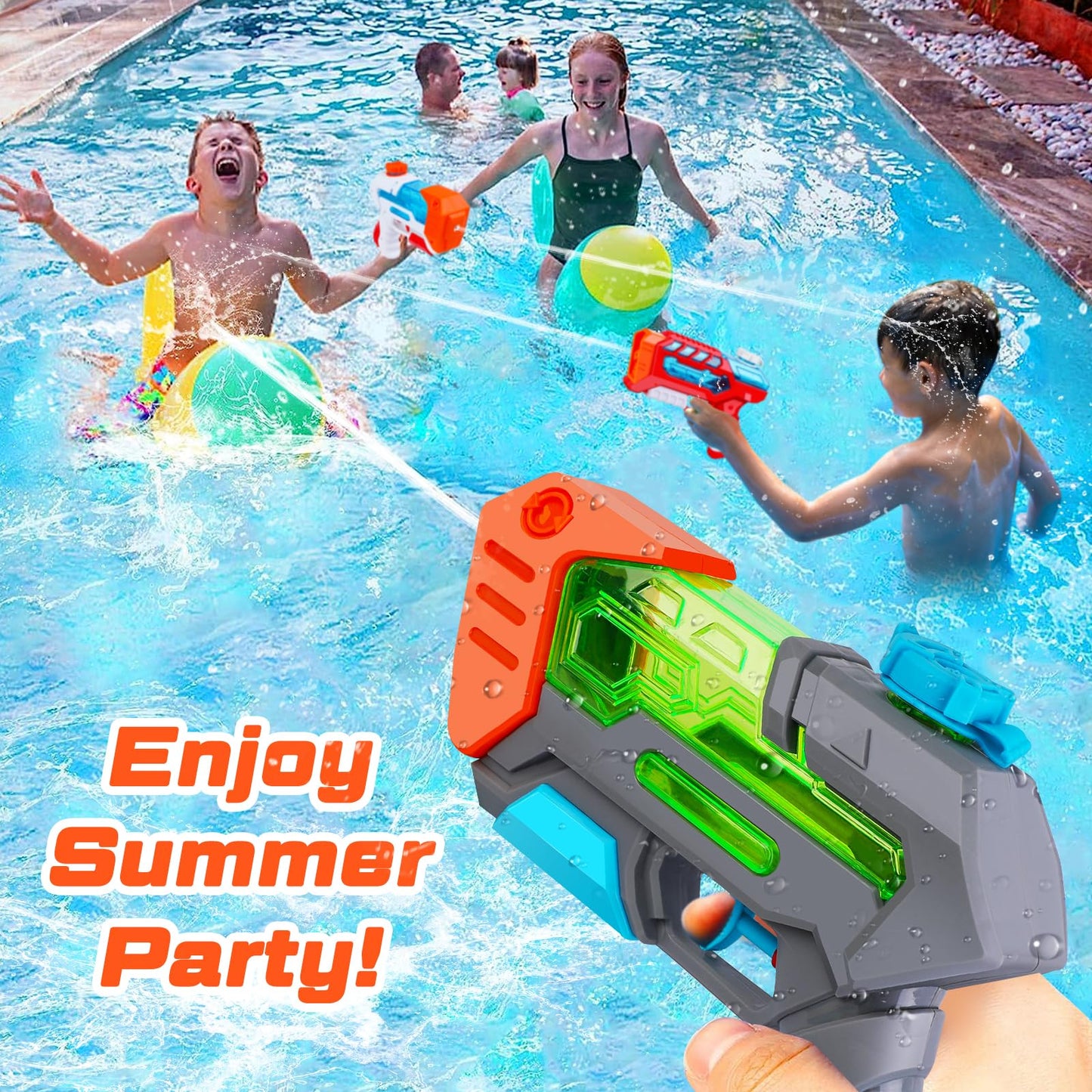 Minutry 4 Packs Water Gun for Kids - Soaker Squirt Guns with High Capacity Long Shooting Range, Super Water Blaster Pool Toys Perfect for Children, Teens and Adults Summer Fun