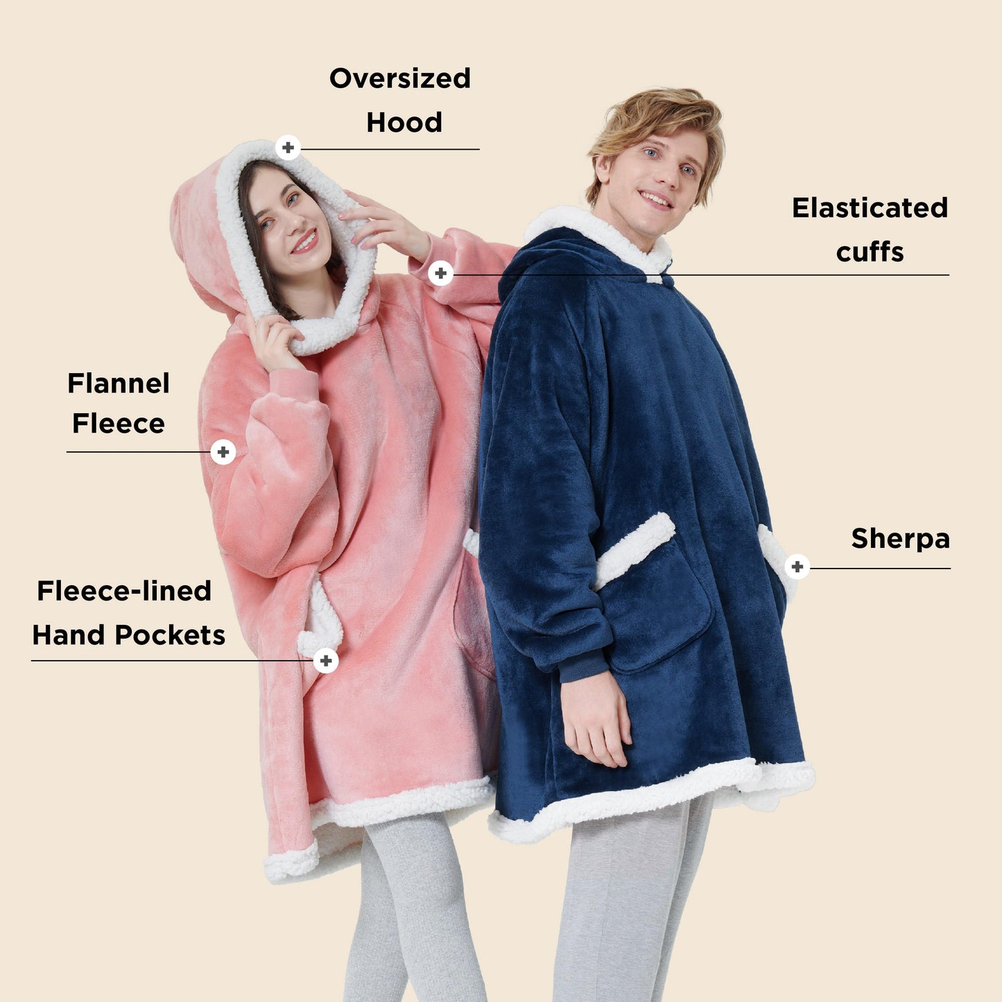 Bedsure Wearable Blanket Hoodie for Adults & Kids