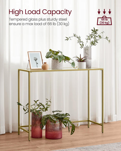 VASAGLE Modern Console Table with Tempered Glass