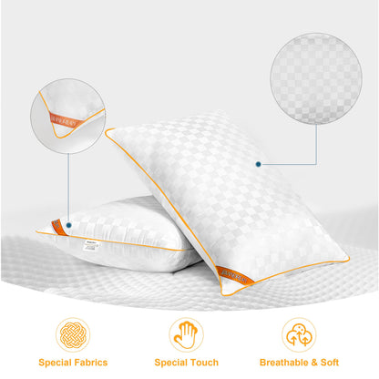 Swandream Queen Pillows Size Set of 2, Soft and Skin Friendly Down Alternative Pillow for Sleeping, Breathable Pillow for Back, Stomach or Side Sleepers, Orange, 20 * 28 Inches