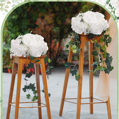 Zeyune 6 Pcs Wedding Centerpiece Table Decorations Artificial Flowers Rose Balls for Centerpieces Gypsophila Hydrangea White Flowers Floral Arrangements for Wedding Birthday Party (Rose Hydrangea)