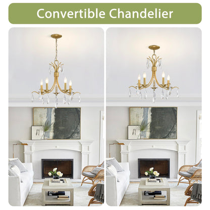 Gold 5-Light Crystal Chandelier for Living Room