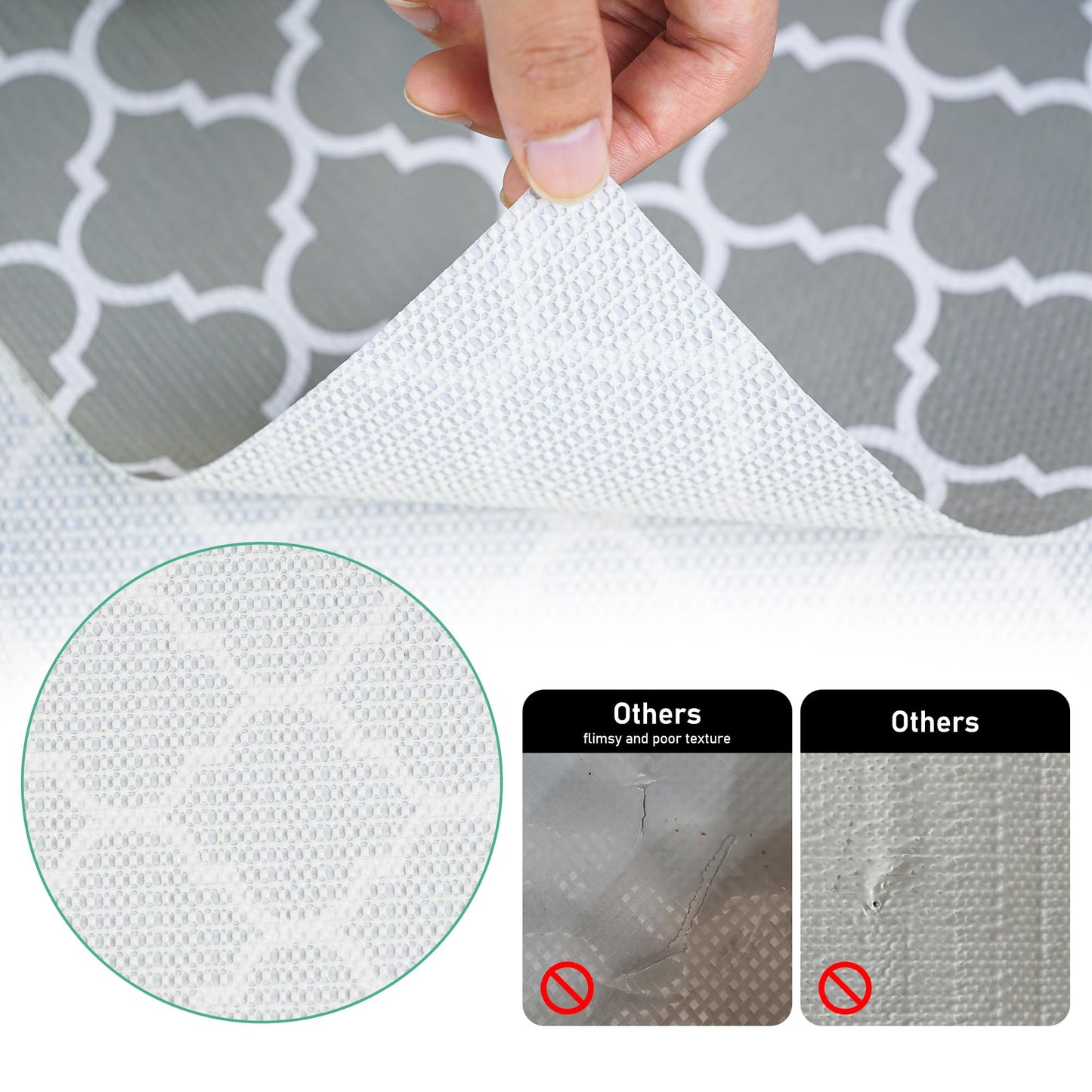Gopas Drawer and Shelf Liner for Kitchen Cabinets, Non-Adhesive Cabinet Liner Strong Grip Non Slip Waterproof Shelf Paper for Kitchen Shelves Cupboard Drawers,Gray Lantern,12IN X 10FT