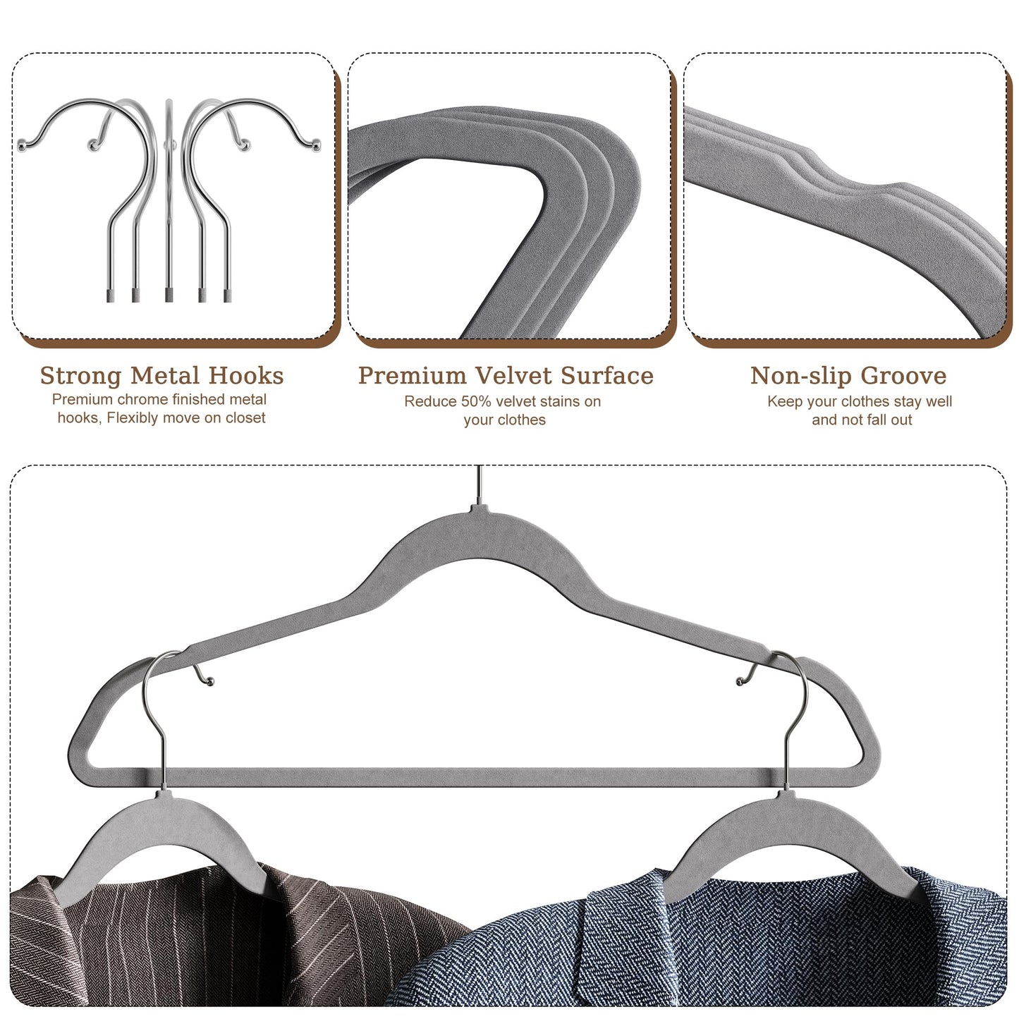 60 Pack Non-Slip Velvet Hangers