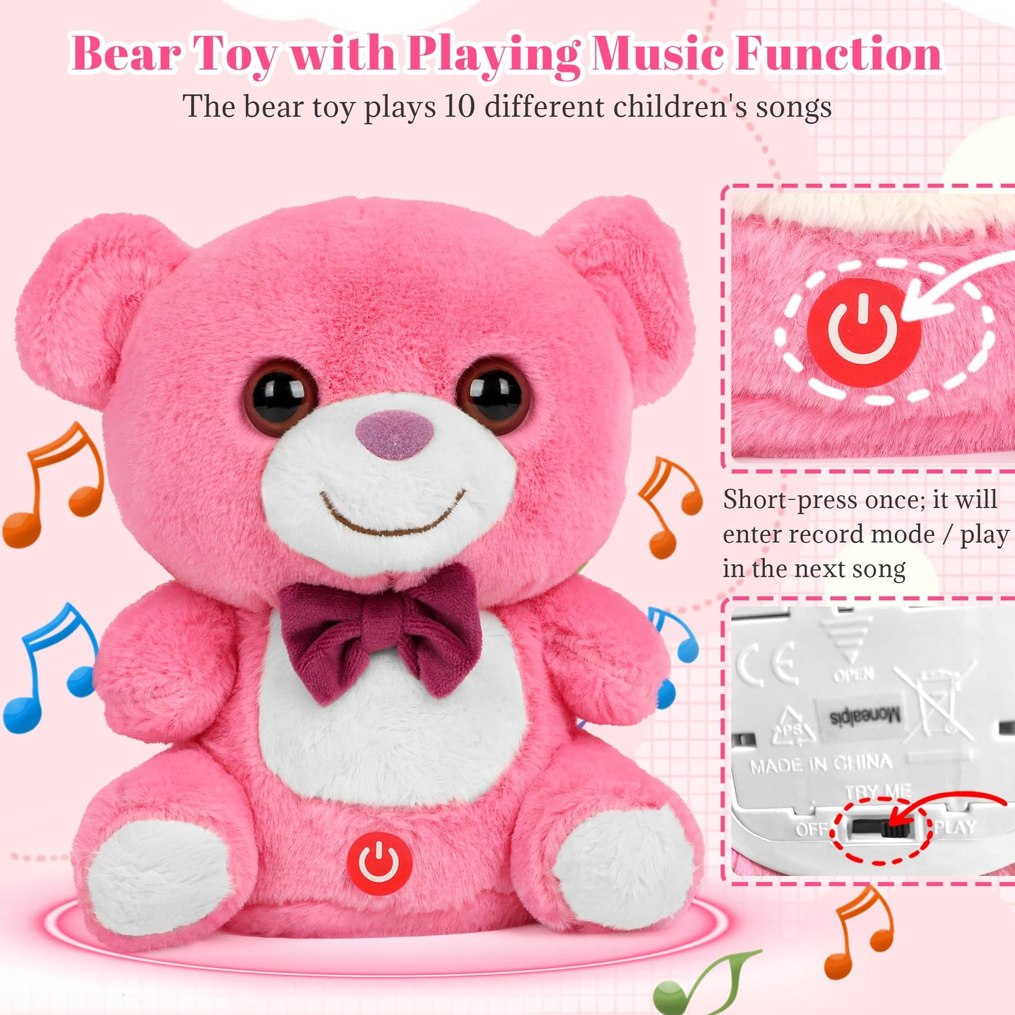 Monealpis Plush Music Bear with Soothing Songs