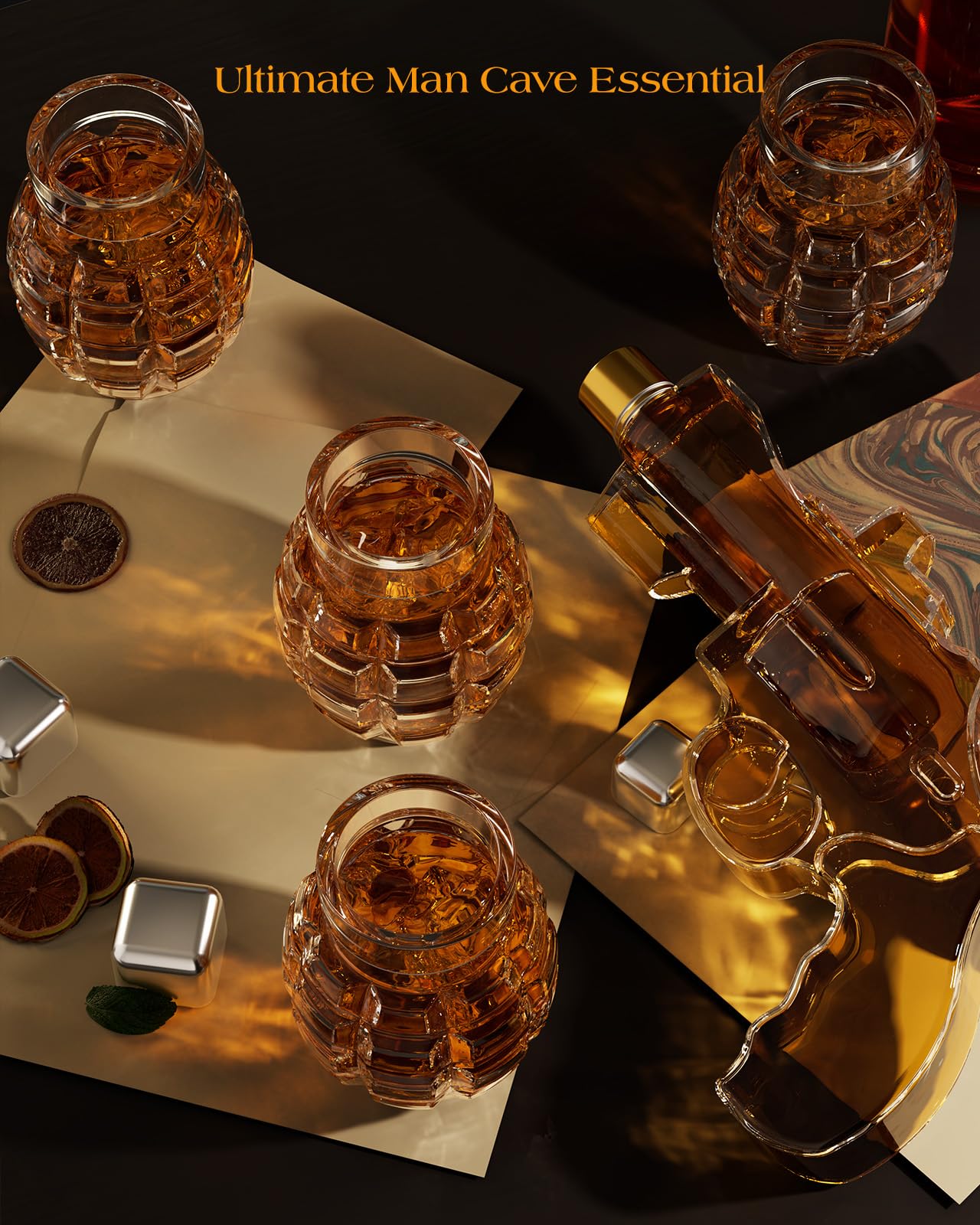 Set of 4 Grenade Whiskey Glasses in Gift Box