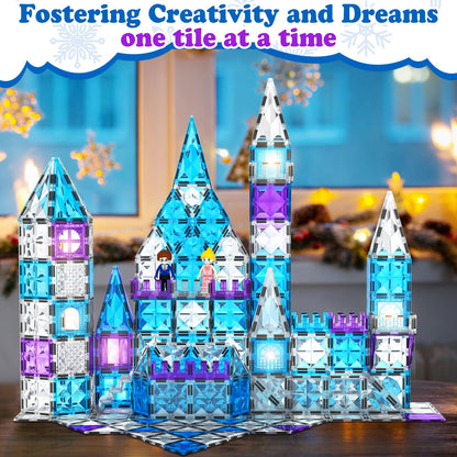UPDATE: DEAD! Frozen Magnetic Tiles 102pcs with Stairs Dolls Princess Castle Building STEM Toys for 3+ Year Old Girls & Boys 3 4 5 6 7 8 9 10 Year Old Girl Birthday Gifts