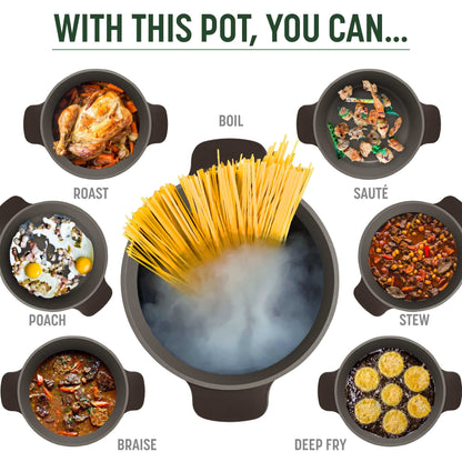 Goodful All-In-One Pot, Multilayer Nonstick, High Performance Cast Dutch Oven With Matching Lid, Roasting Rack And Turner, Made Without PFOA, Dishwasher Safe Cookware, 4.7-Quart, Graphite