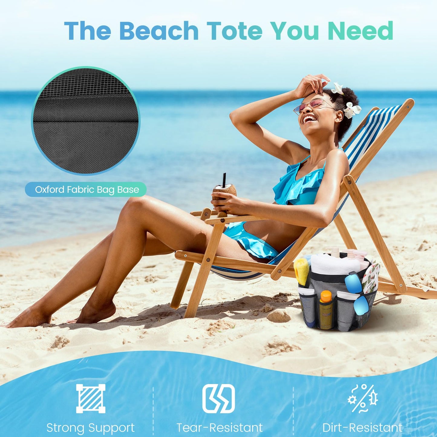 Portable Mesh Shower Caddy with 9 Pockets