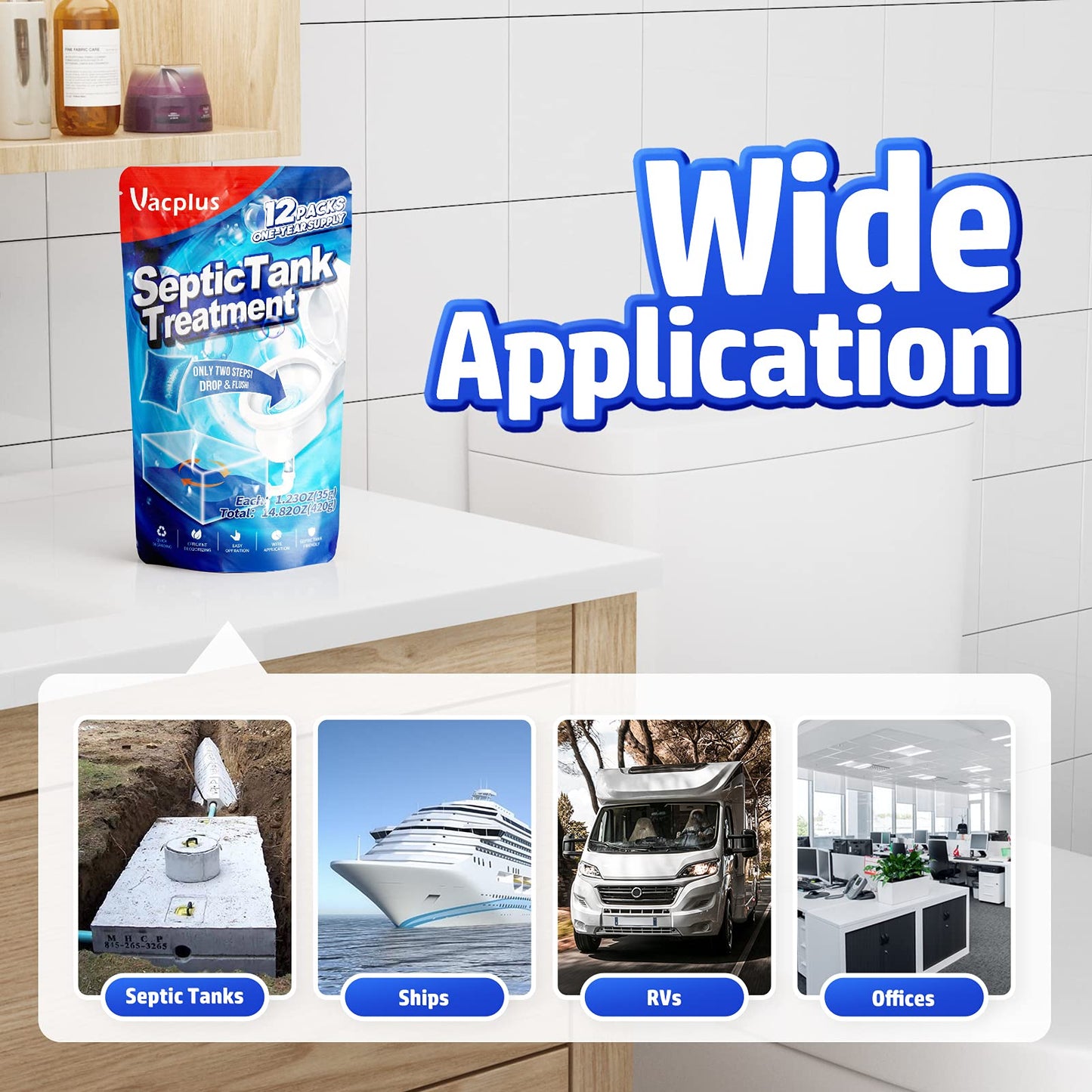 Vacplus 12 Dissolvable Septic Tank Treatment Packs