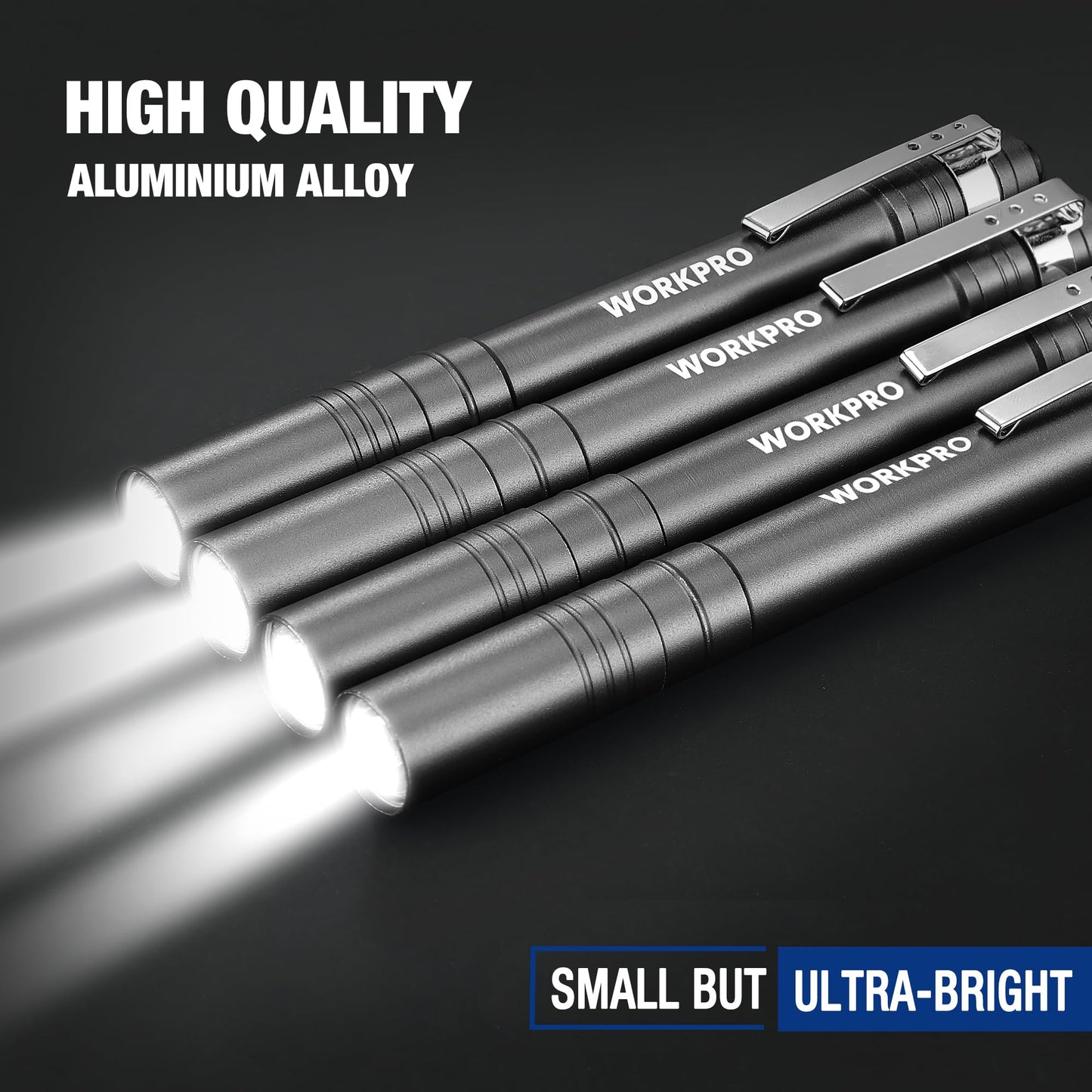 WORKPRO LED Pen Light Flashlight, 4-Pack