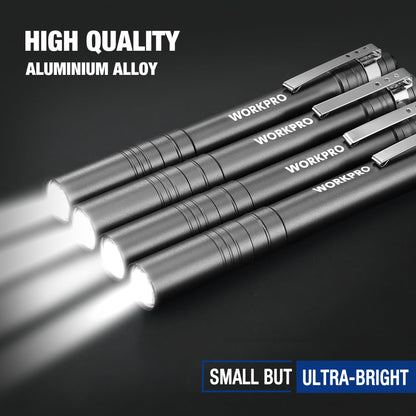 WORKPRO LED Pen Light Flashlight, 4-Pack