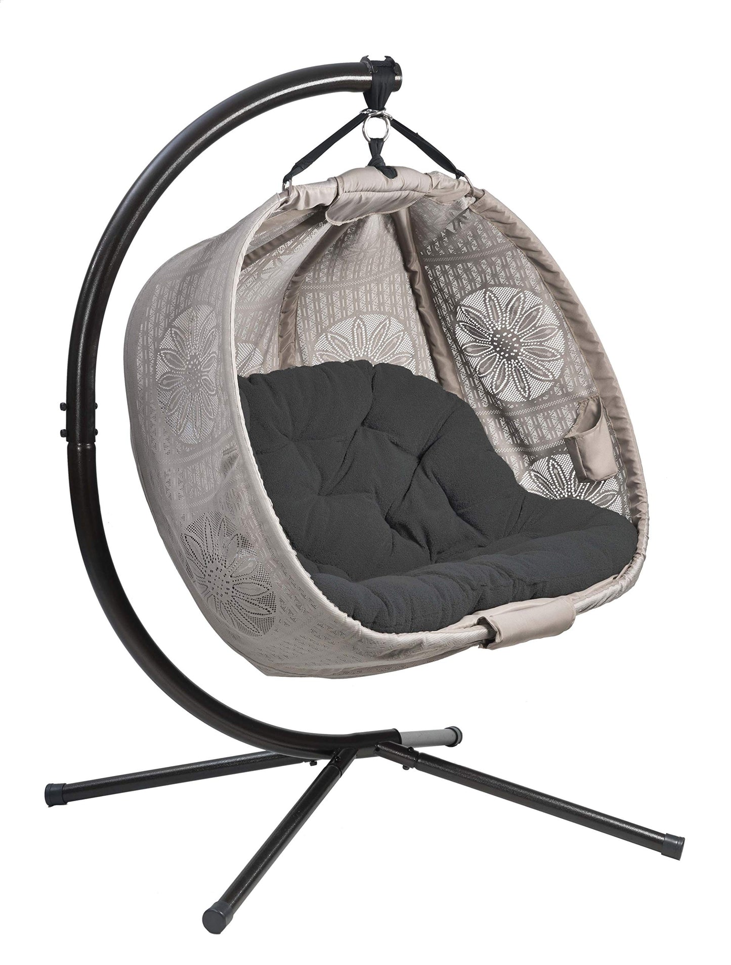 FlowerHouse FHPC100-DCBLK Hanging Pumpkin Loveseat Dreamcatcher with Stand, Black/Sand Cover