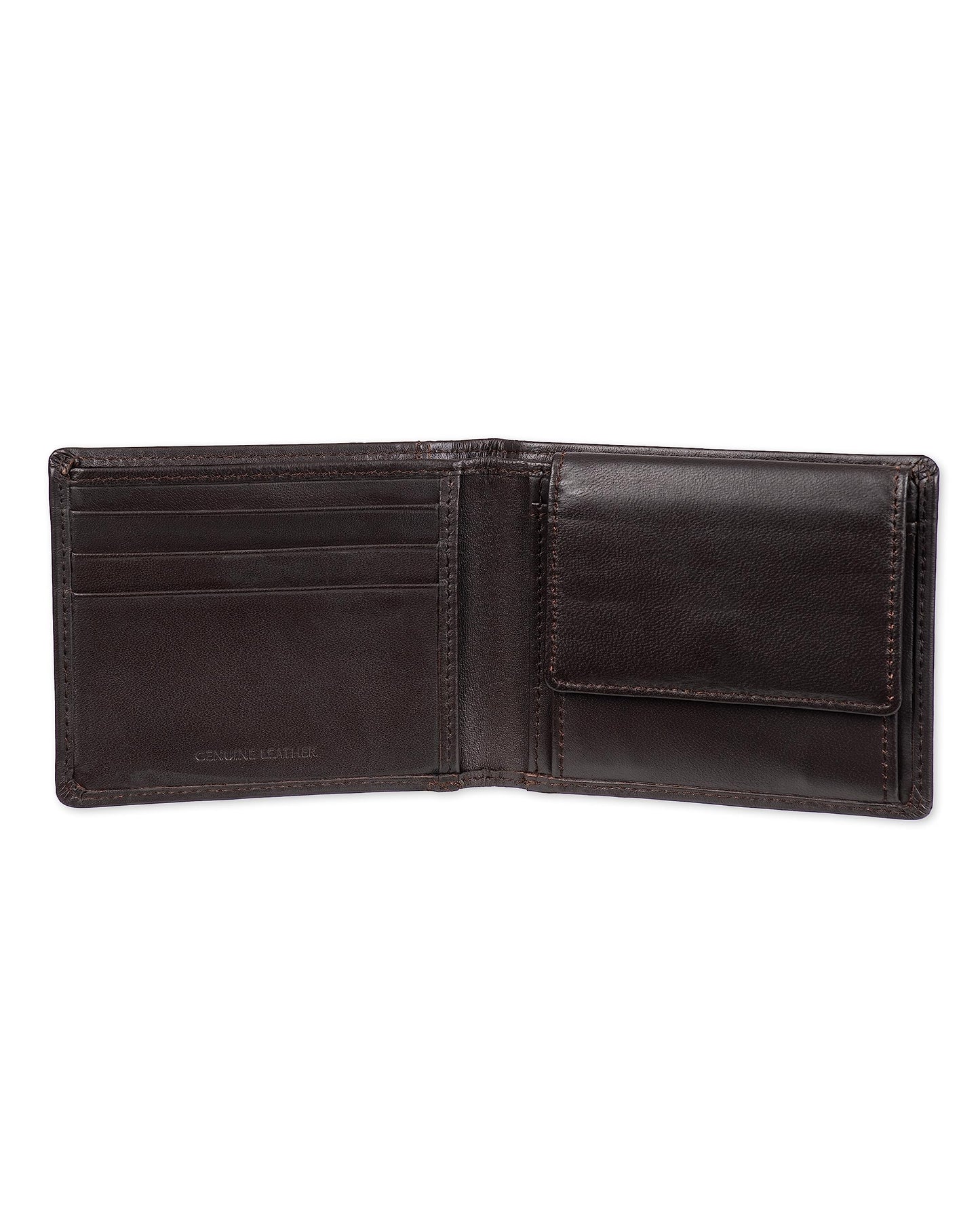 Amazon Essentials Men's Bifold Wallet with Coin Pocket, Dark Brown, One Size