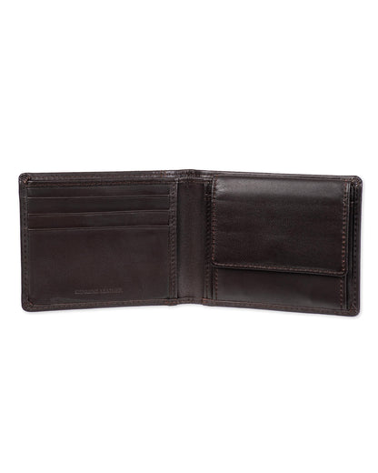 Amazon Essentials Men's Bifold Wallet with Coin Pocket, Dark Brown, One Size