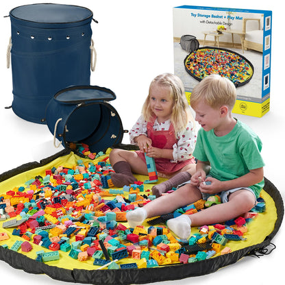 Toy Storage Basket with Play Mat for Kids