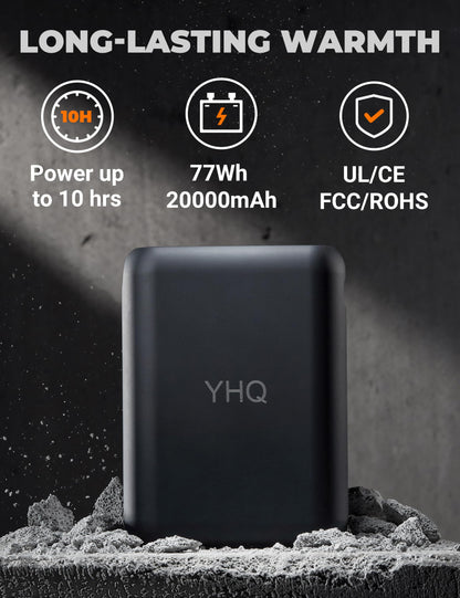 YHQ Heated Jacket with 12V 20000mAh Battery Pack, 6 Heating Zones, Heated Jackets for Men Ideal for Winter Cycling, Skiing, Camping and Fishing S Black