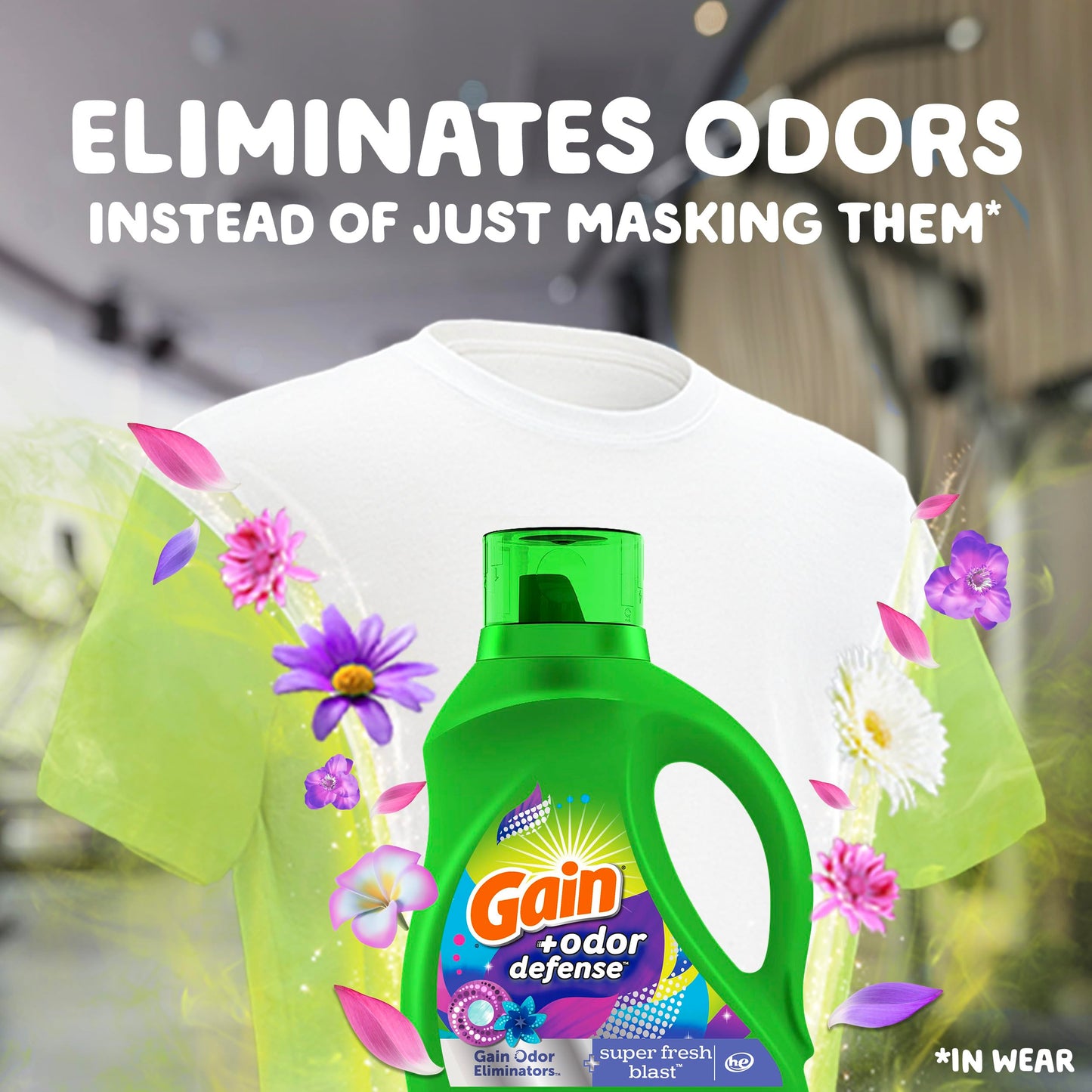Gain + Odor Defense Liquid Laundry Detergent 2-Pack, Super Fresh Blast Scent, 65 fl oz each, 45 Loads each, HE Compatible