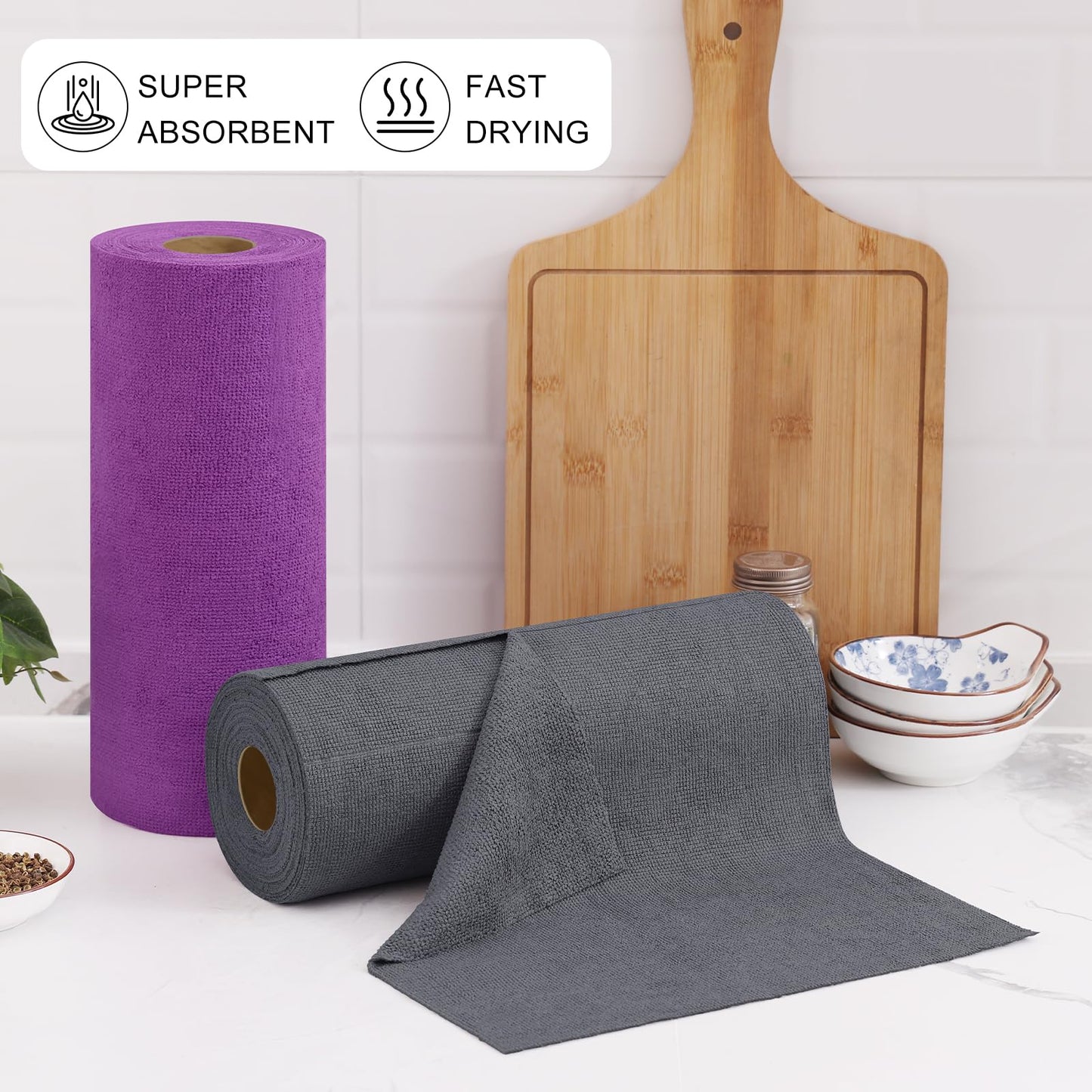 Microfiber Cleaning Cloth Roll, 40 Pack, Lint Free