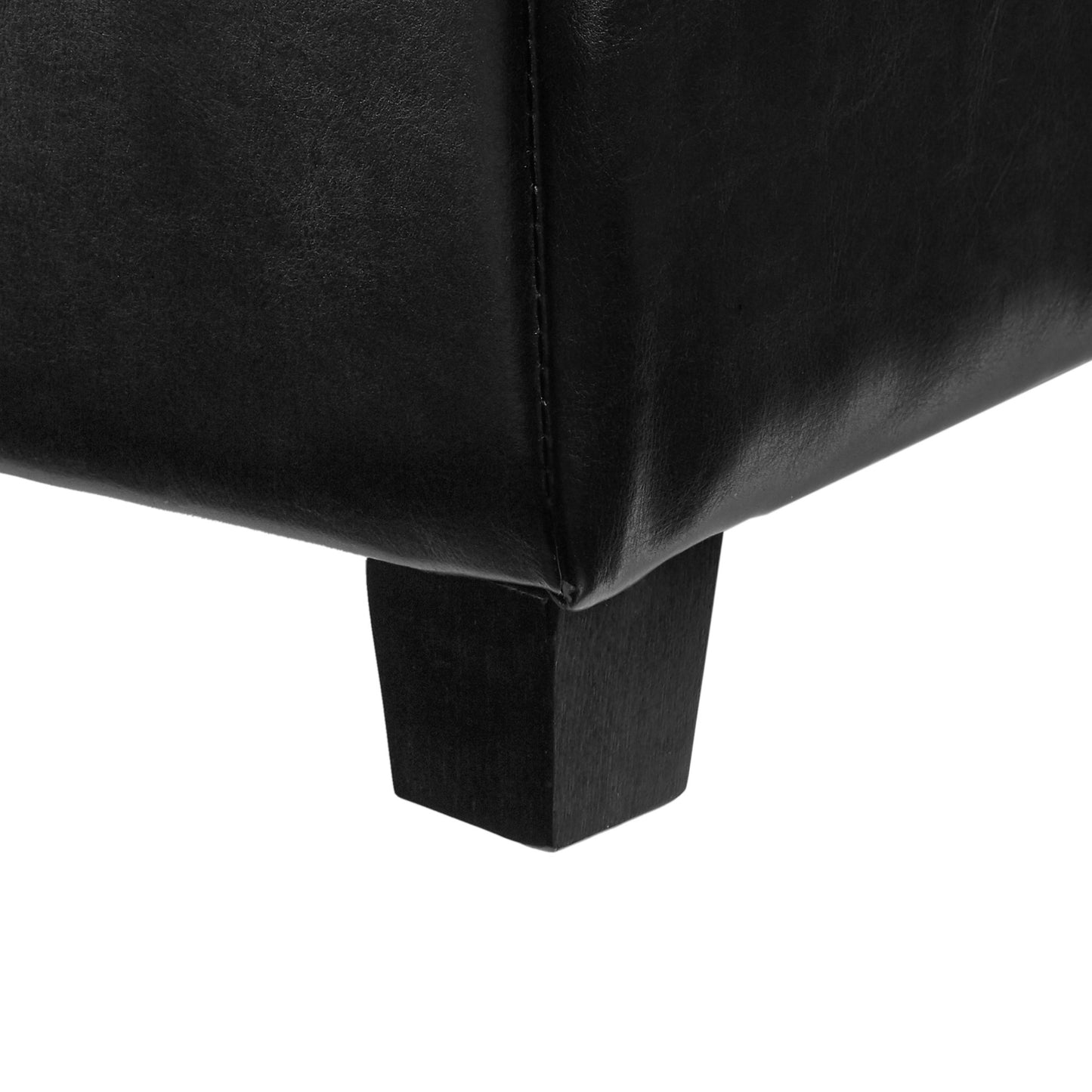 FIRST HILL FHW HRF1980 Uphosterly, Large, Midnight Black Ottoman with Faux Leather Fabric, Safety Hinge