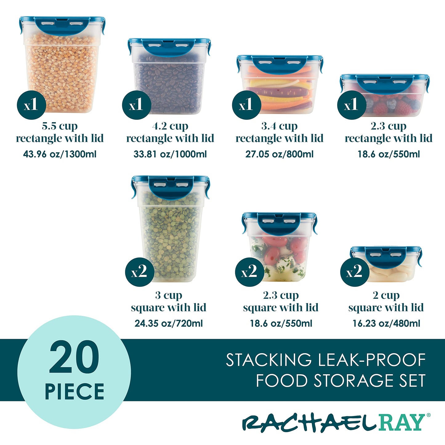 Rachael Ray 20-Piece Leak-Proof Food Storage Set