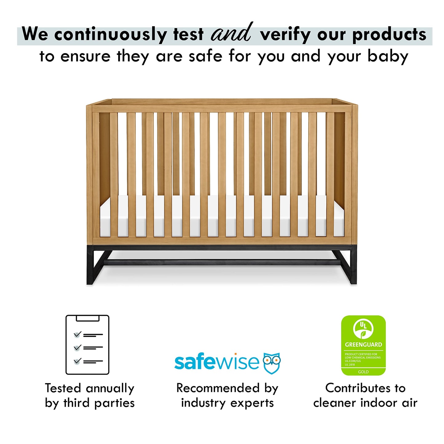 DaVinci Ryder 3-in-1 Convertible Crib in Honey, Greenguard Gold Certified