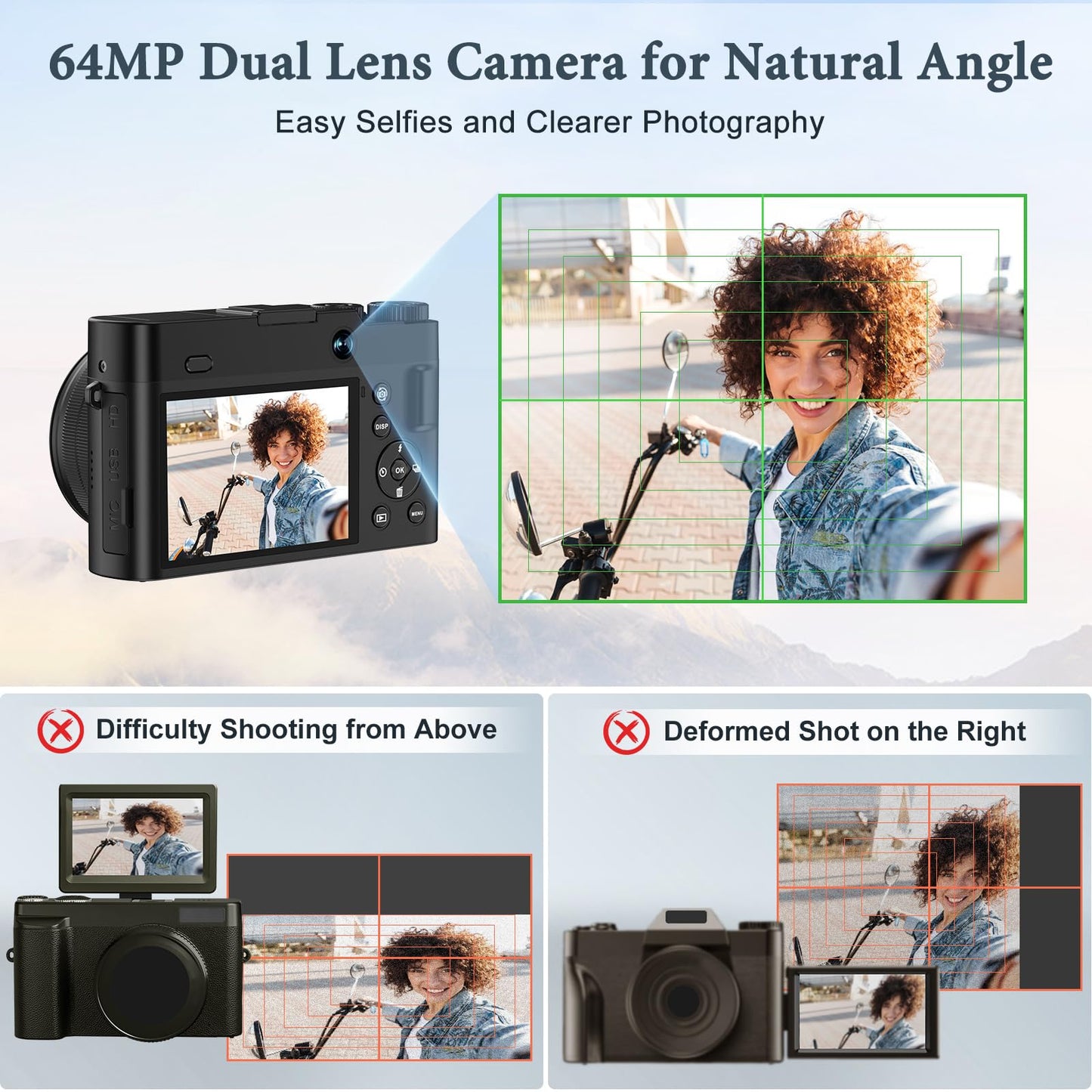 4K 64MP Digital Camera with 16X Zoom
