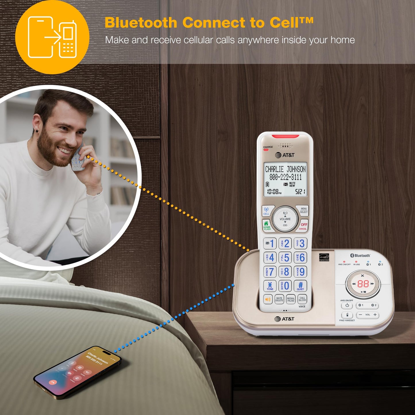 AT&T Bluetooth Cordless Phone with Answering Machine