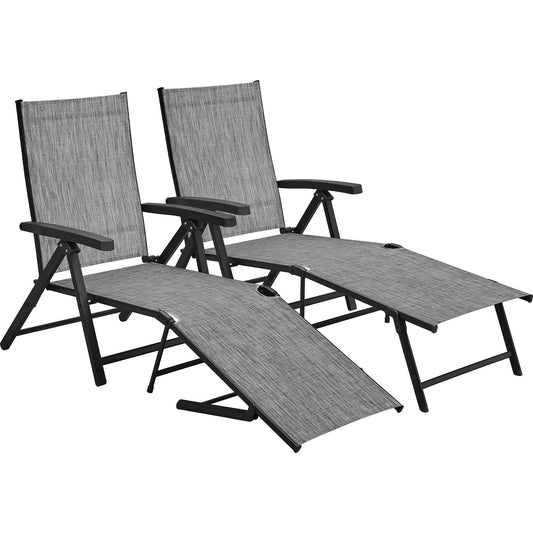 2 Pack Yaheetech Outdoor Folding Lounge Chairs