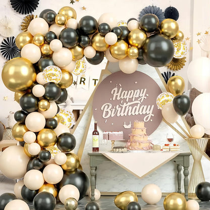 Gold Black Balloons Arch Kit for Parties
