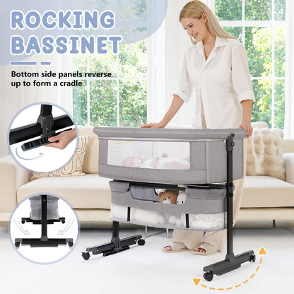 3 in 1 Adjustable Baby Bassinet with Rocking Mode